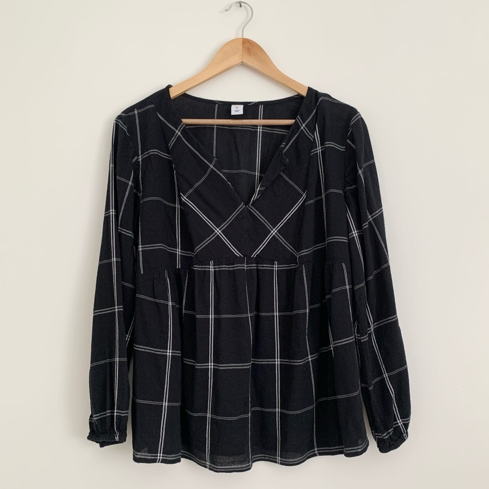 Old Navy Long Sleeve Windowpane Shirt Size L